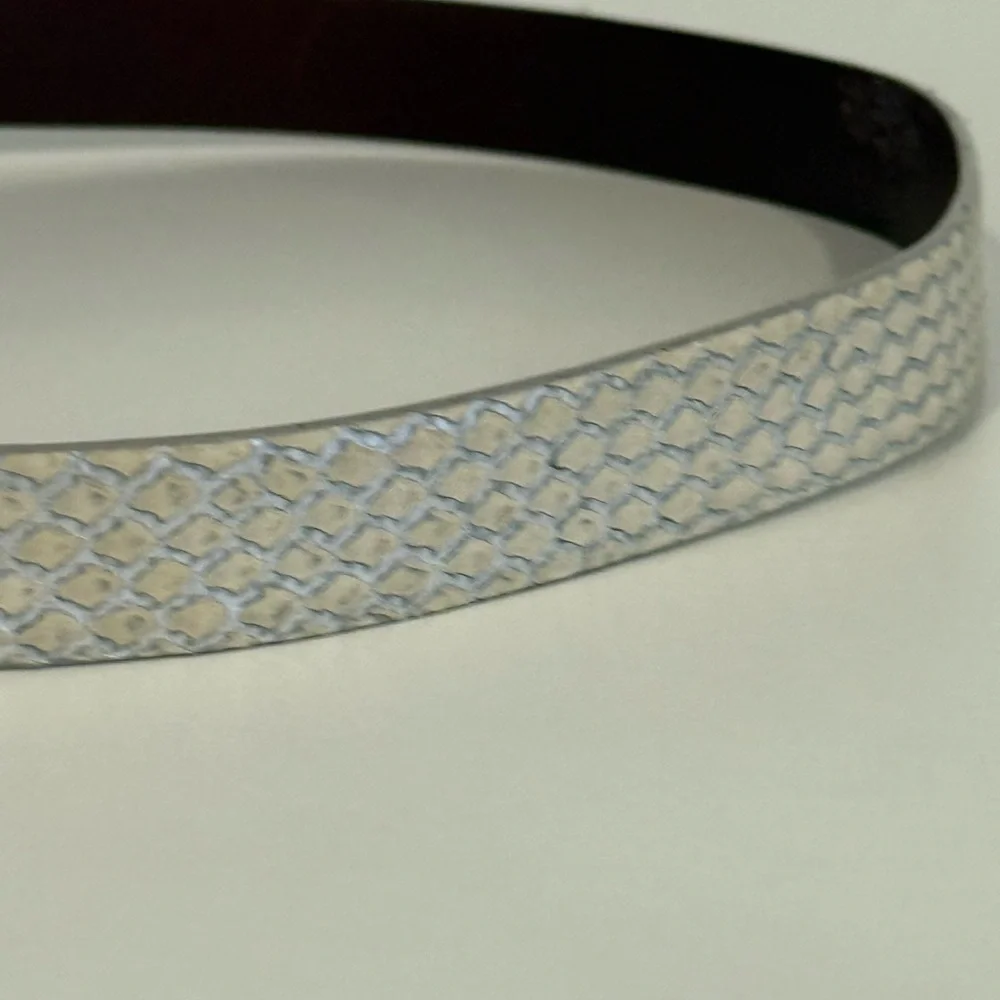 Calvin Klein Vintage 90's silver and ivory python leather belt made in Italy
